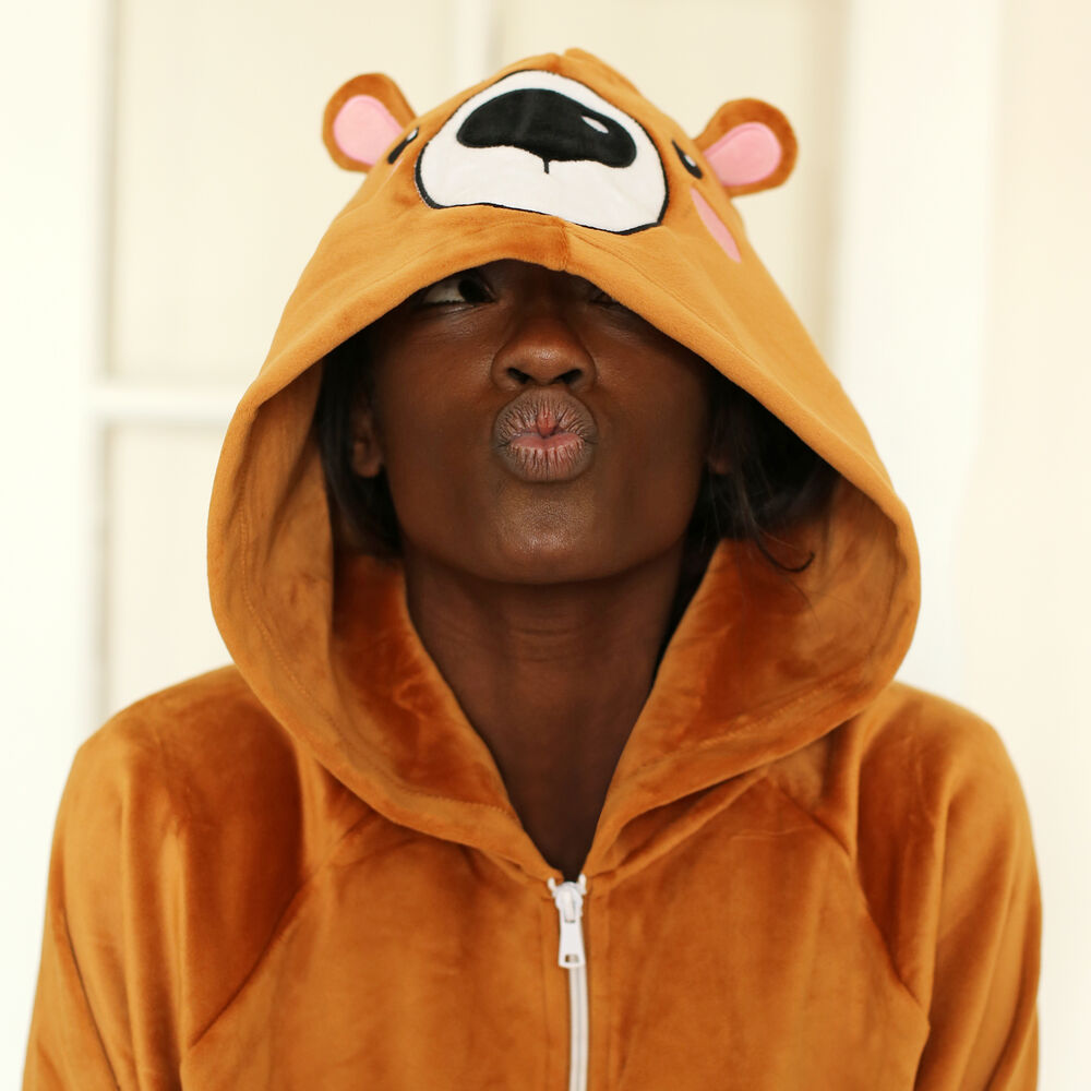 Polaire ourson &agrave; message cuteness - marron marron.