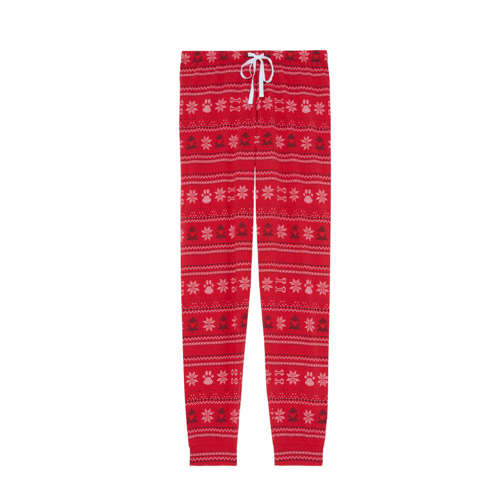 Pantalon &agrave; motifs jacquard - rouge rouge.