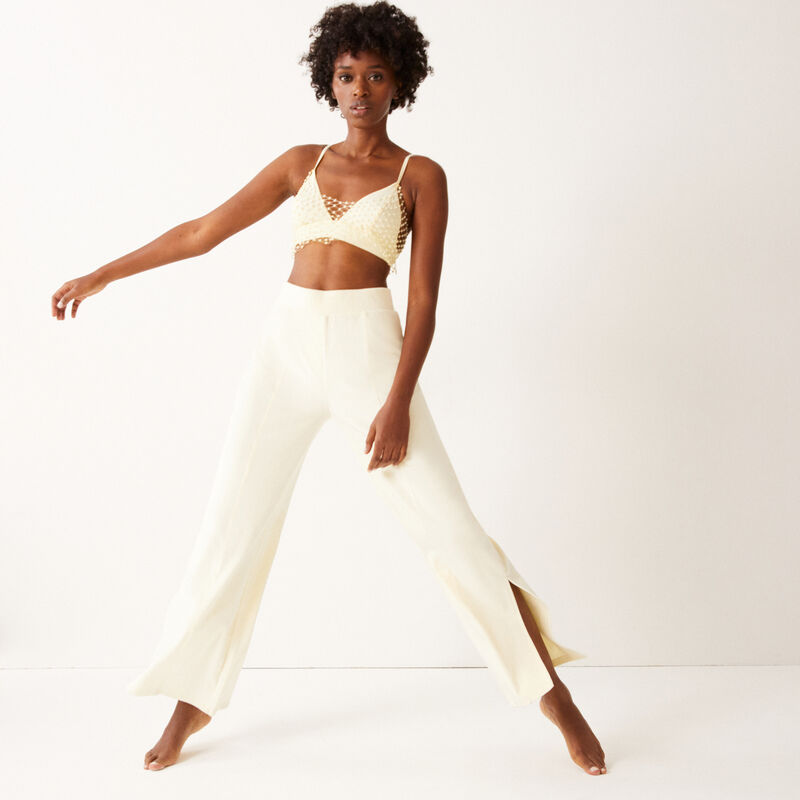 triangel beha met crop top effect en parels - ecru triangel beha met crop top effect en parels - ecru;