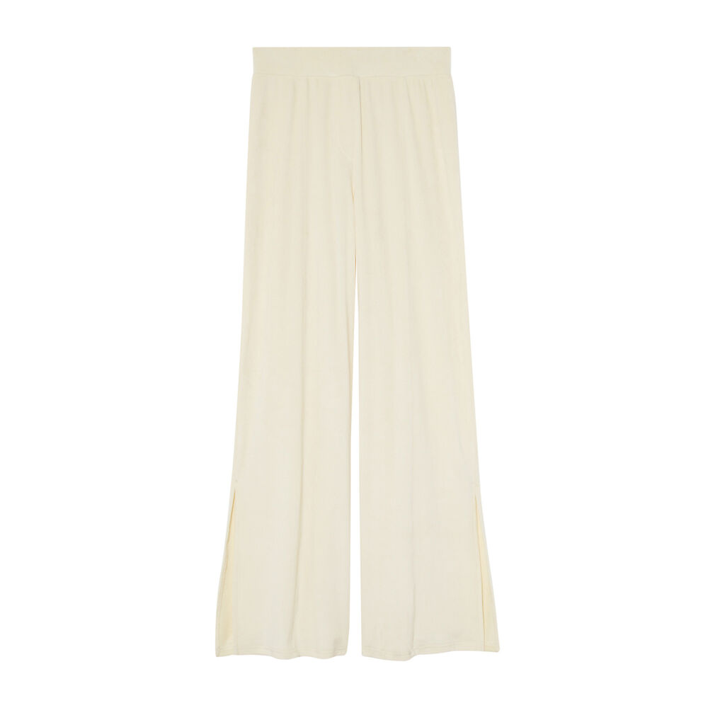 Fluwelen broek met split - ecru ecru.