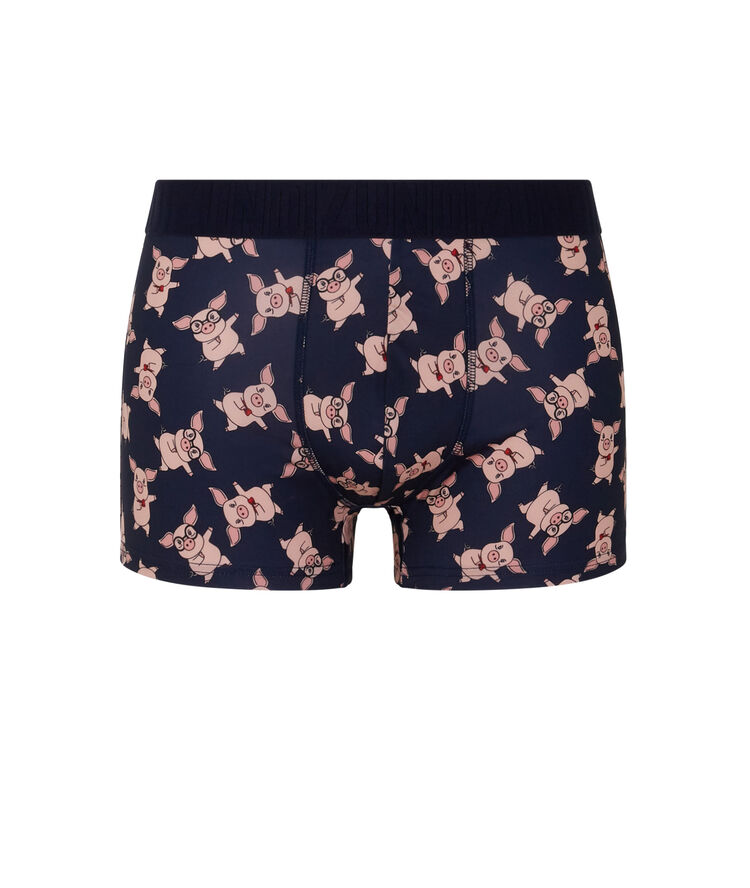 Boxer micro &agrave; imprim&eacute; piggiz bleu.