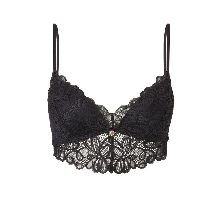 Soutien-gorge triangle à coques en dentelle pampiz noir.