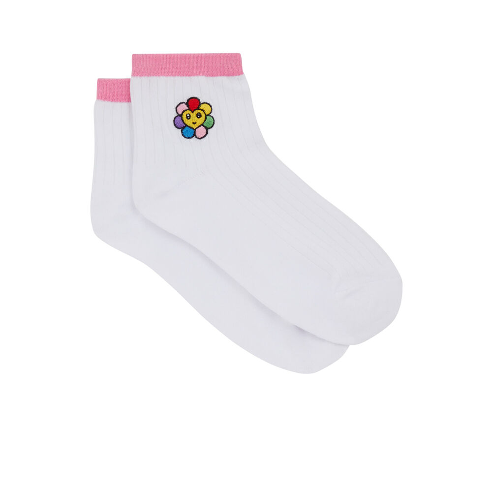 Chaussettes &agrave; imprim&eacute; - blanc blanc.