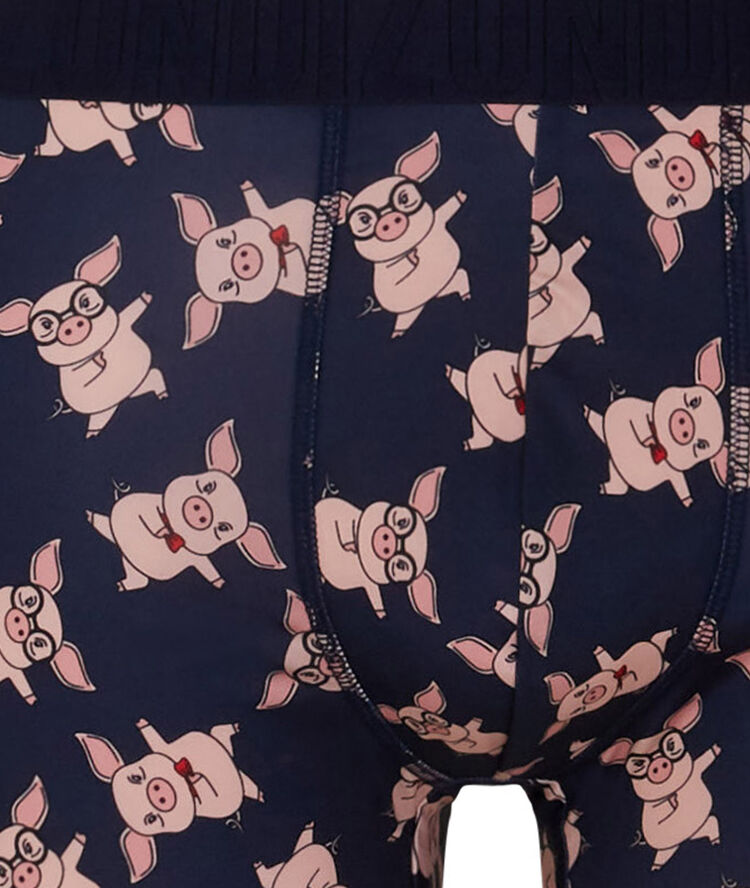 Boxer micro &agrave; imprim&eacute; piggiz bleu.
