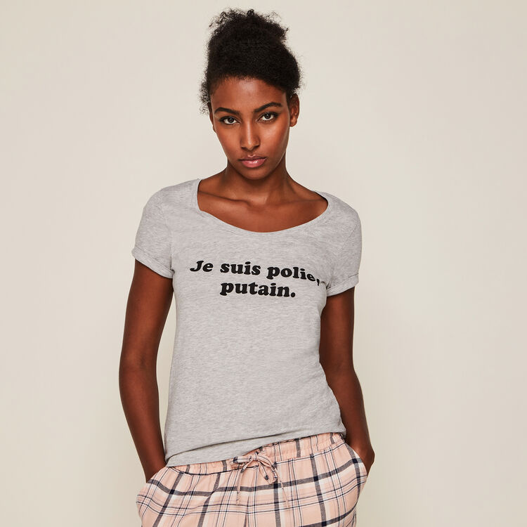 Top en jersey à message noproblemiz Top en jersey à message noproblemiz;