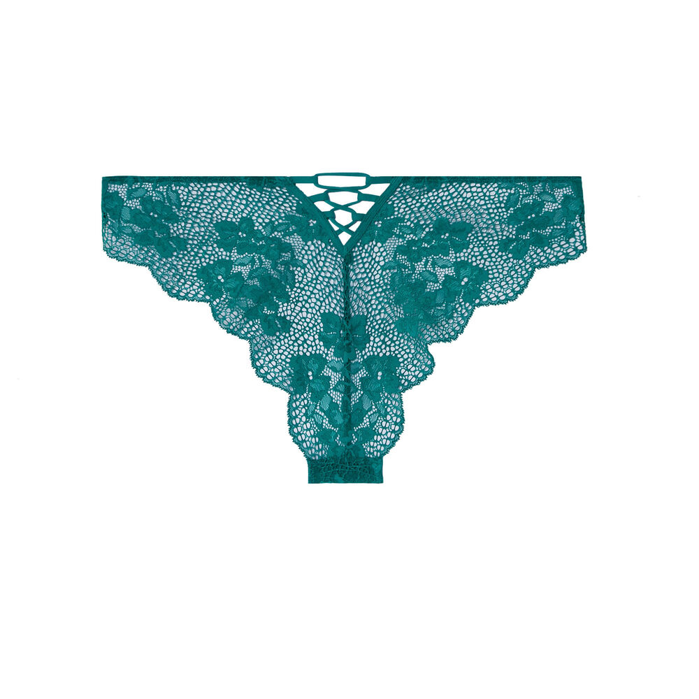 Kanten tanga met veterdetail - groen groen.