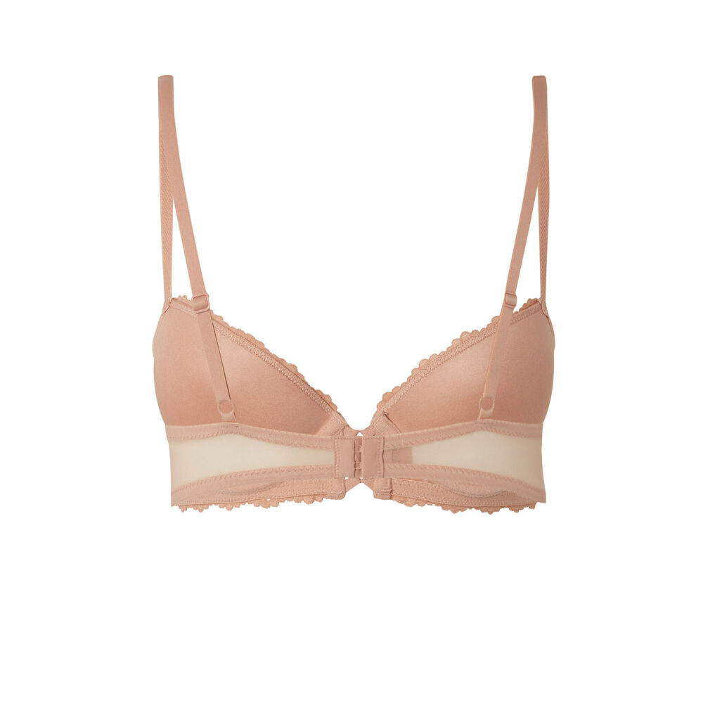 Fleurige kanten push-up beha - lichtbeige beige.