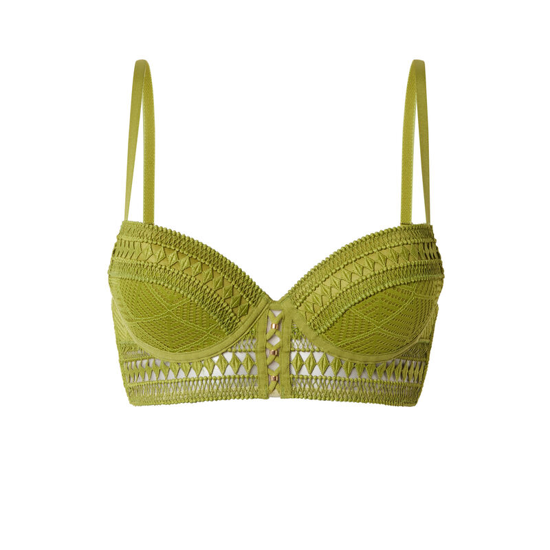 kanten bustier pushup-beha met vetersluiting - kaki kanten bustier pushup-beha met vetersluiting - kaki;