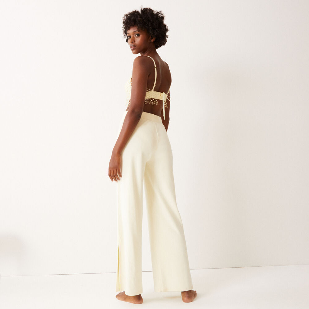 Triangel beha met crop top effect en parels - ecru ecru.