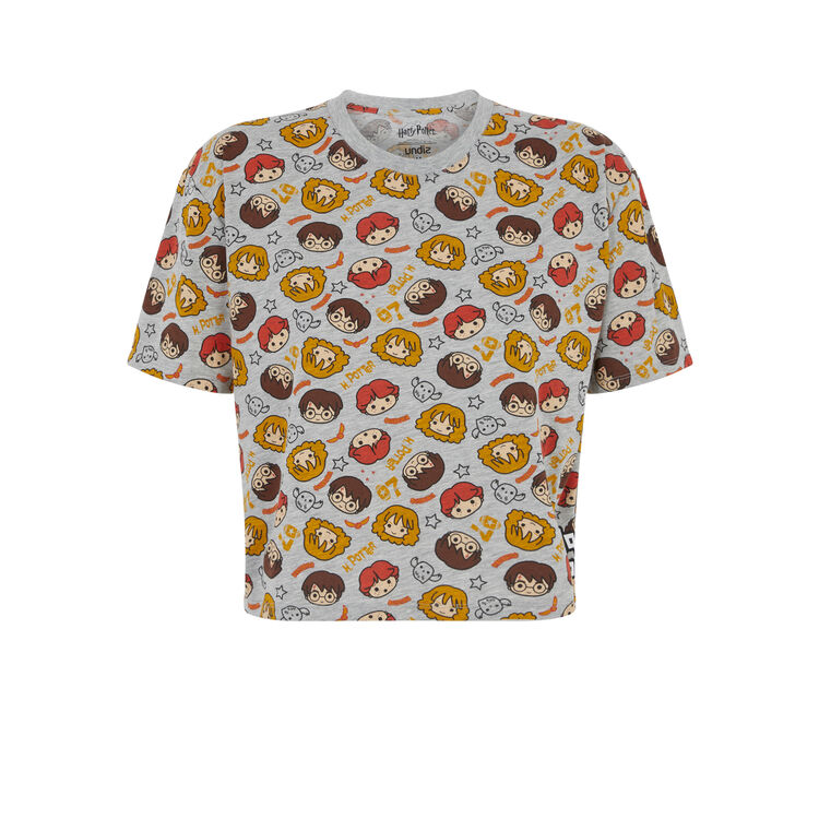Top à manches courtes print harry potter allharriz gris.