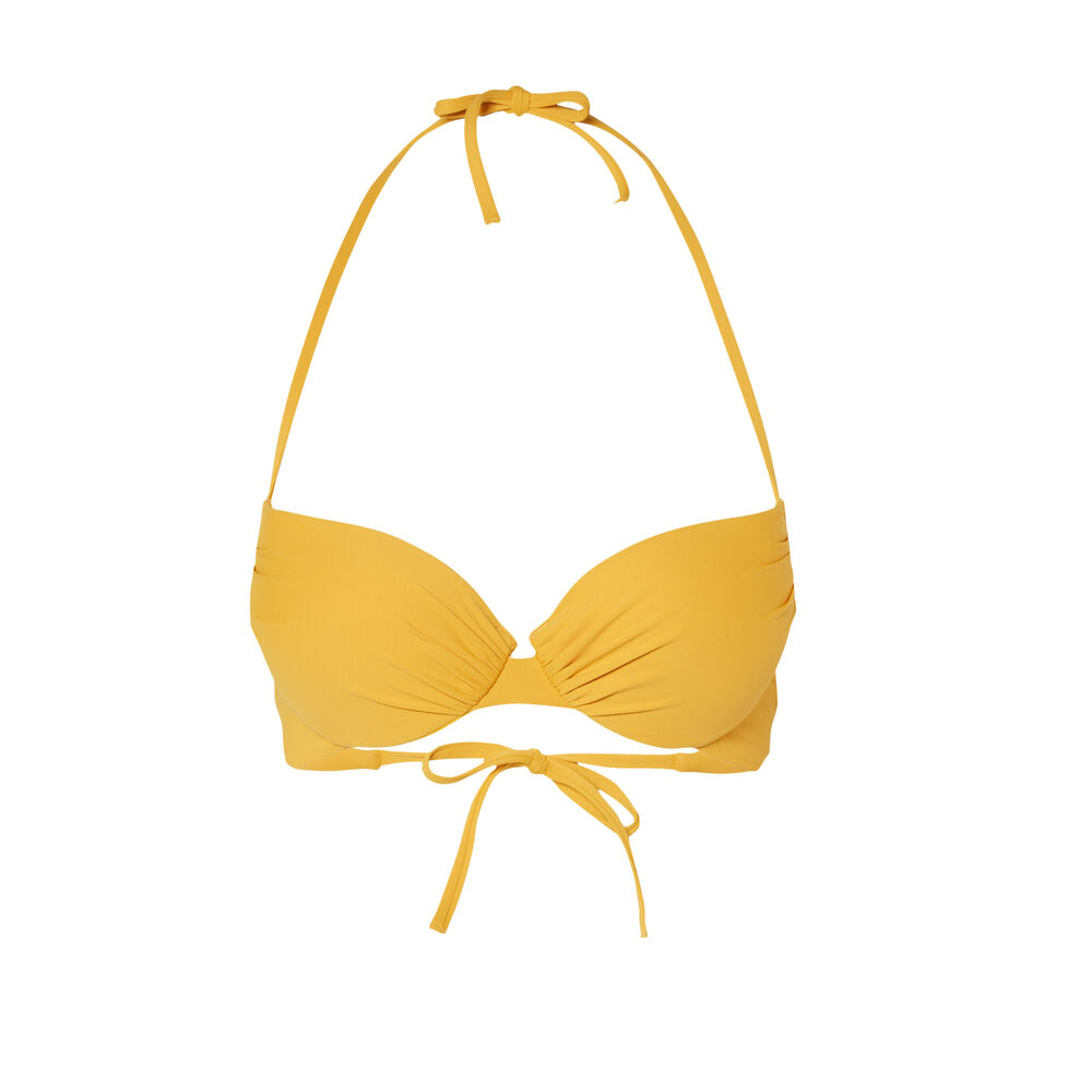 Bikinitopje push-up met blote rug - geel geel.