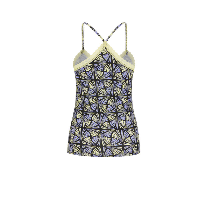 Top met dunne bandjes met print - geel Top met dunne bandjes met print - geel;