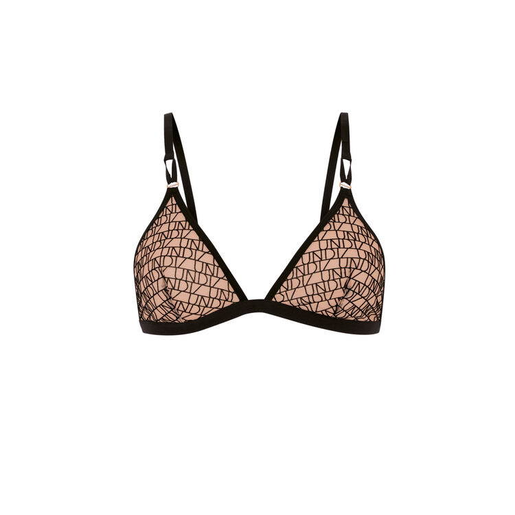 Soutien-gorge triangle sans armatures tulle floqué eliziz beige.