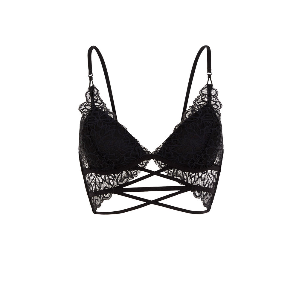 Kanten triangelbeha met push -up cups - zwart zwart.