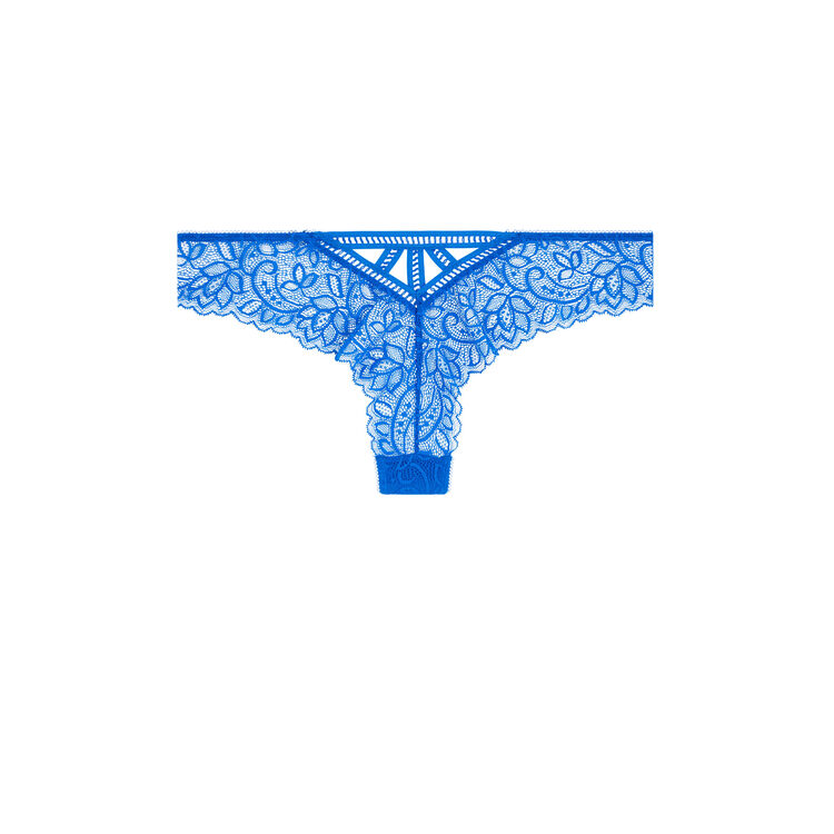 Tanga en dentelle sayiz bleu roi.