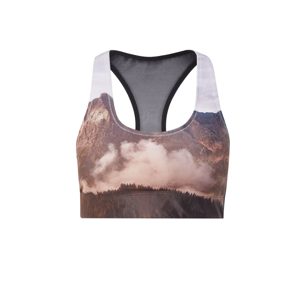 Sportbeha met landscape print - roze roze.