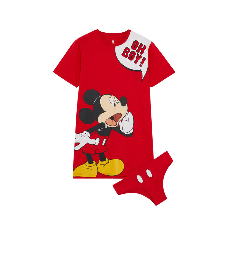 Set pyjama tunique + shorty imprimé mickey ohboyiz rouge.