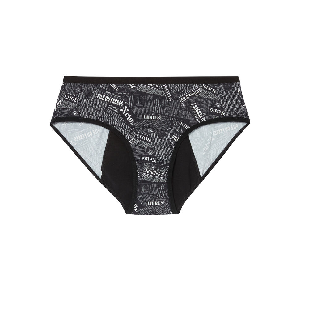 Sisters republic x undiz culotte de règles imprimée journaux - noir noir.