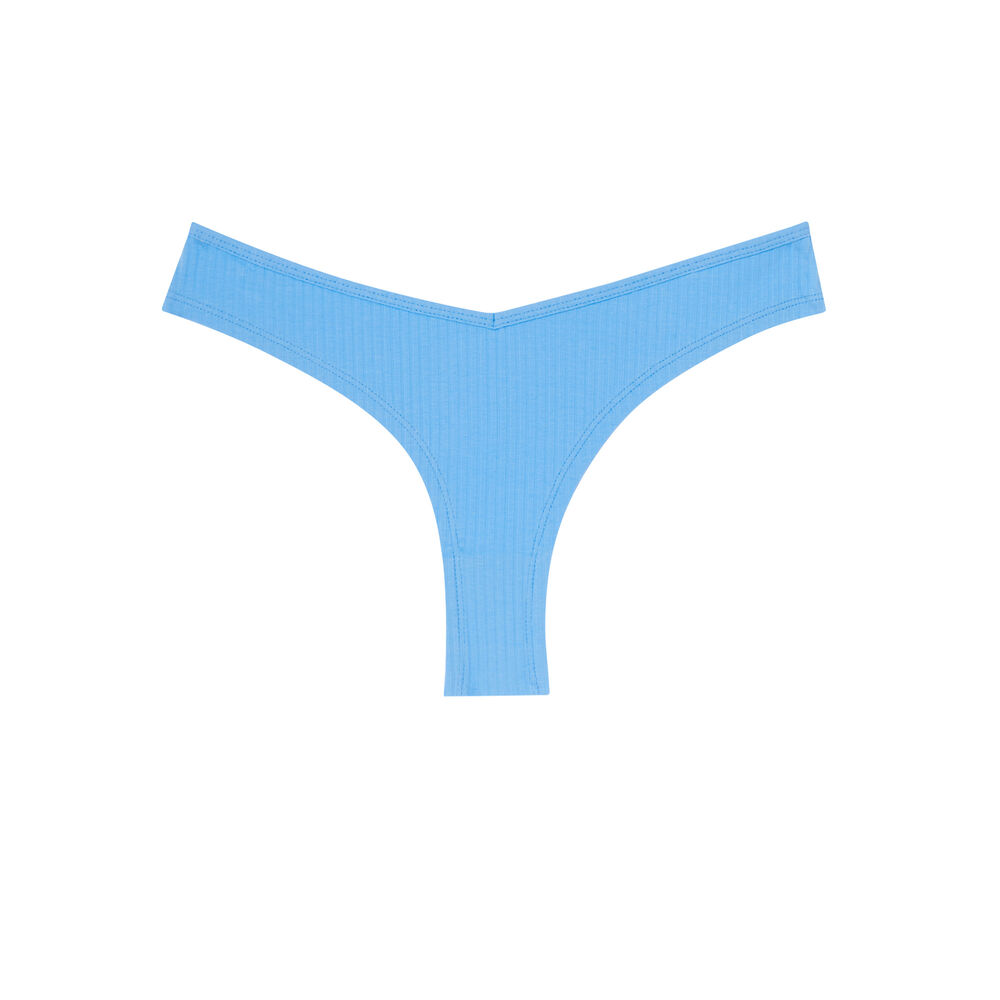 Tanga en coton uni - bleu bleu.