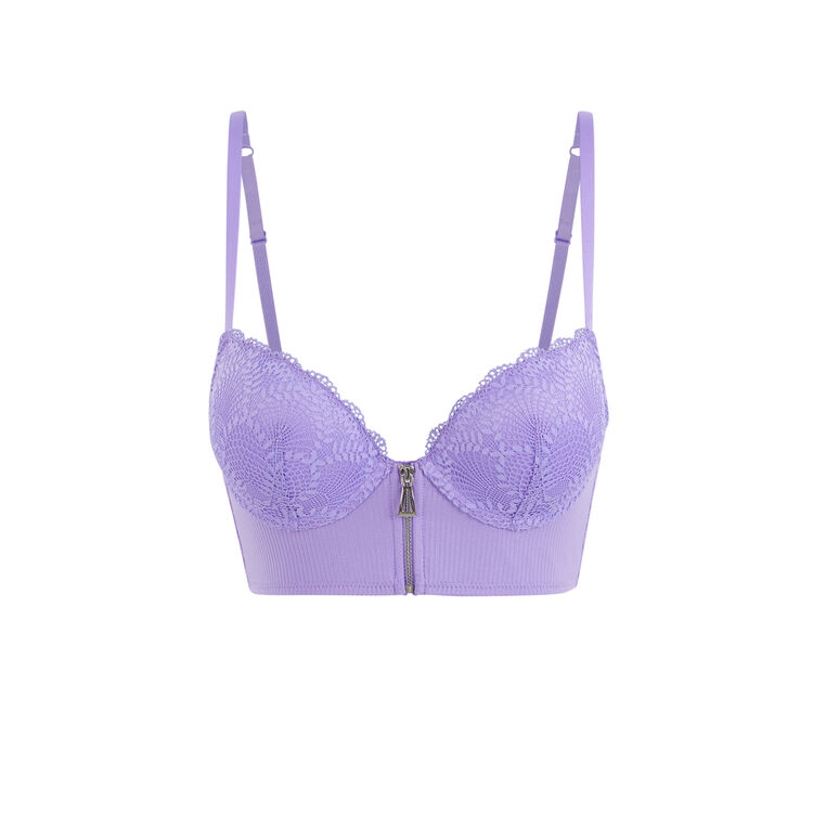 Soutien-gorge bustier push micro/dentelle microribiz lavande.