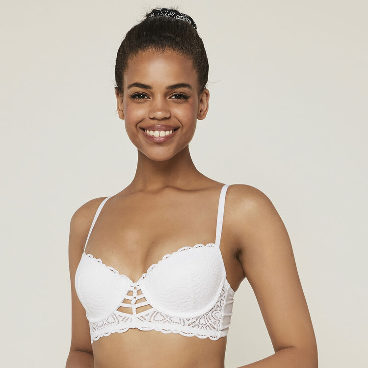 Soutien-gorge bustier push dentelle et bandings marceliz blanc.