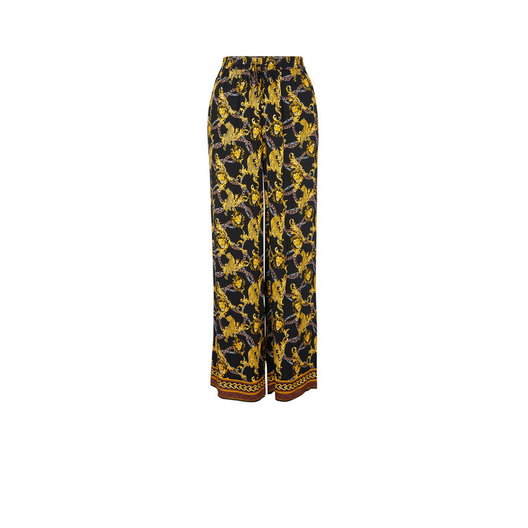 Pantalon en satin large print grequeeniz noir.