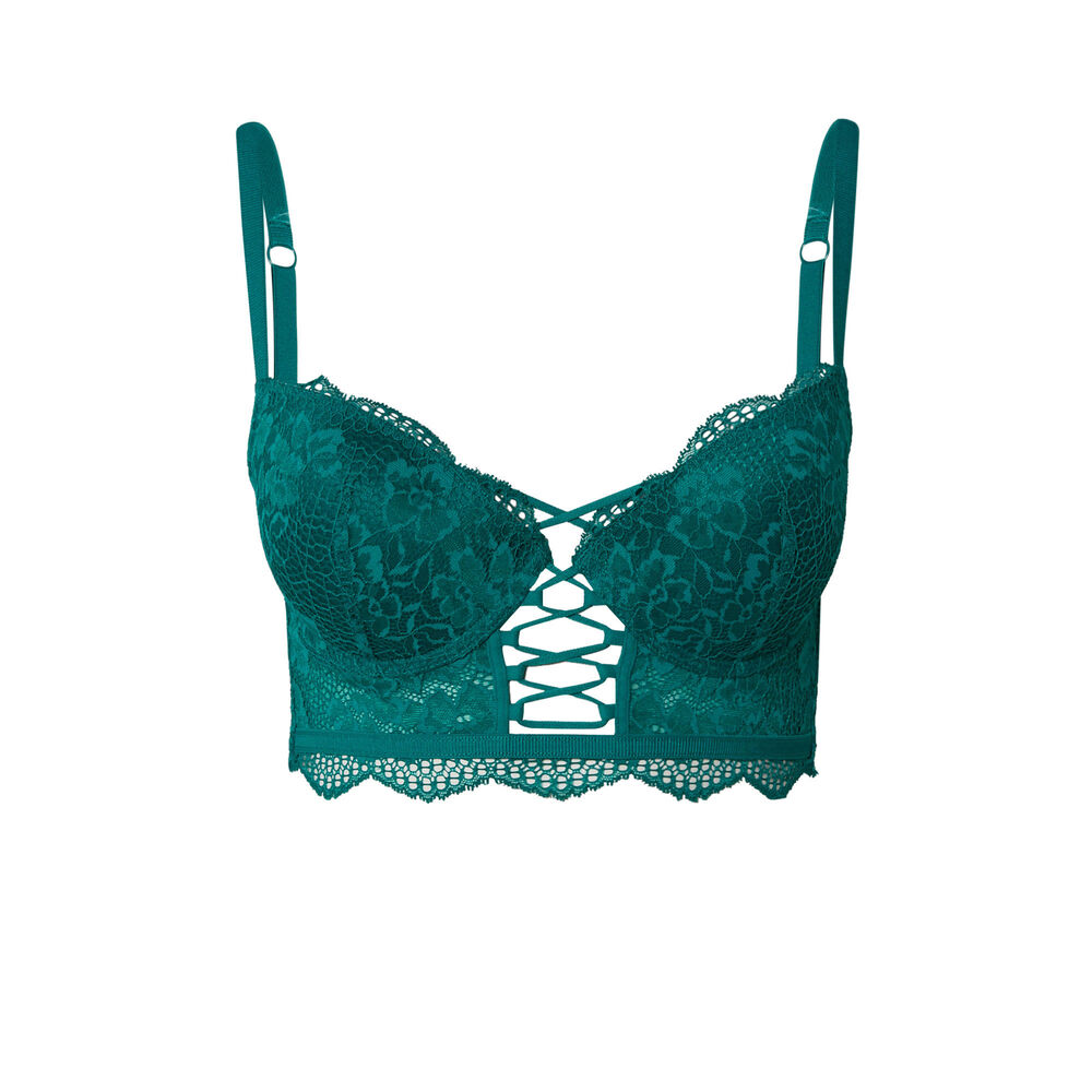 Push-up bustier met veters bij het decolleté - groen groen.