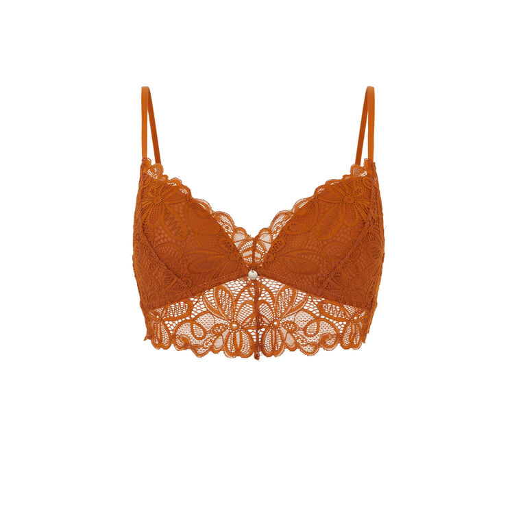 Soutien-gorge triangle à coques en dentelle pampiz brique.