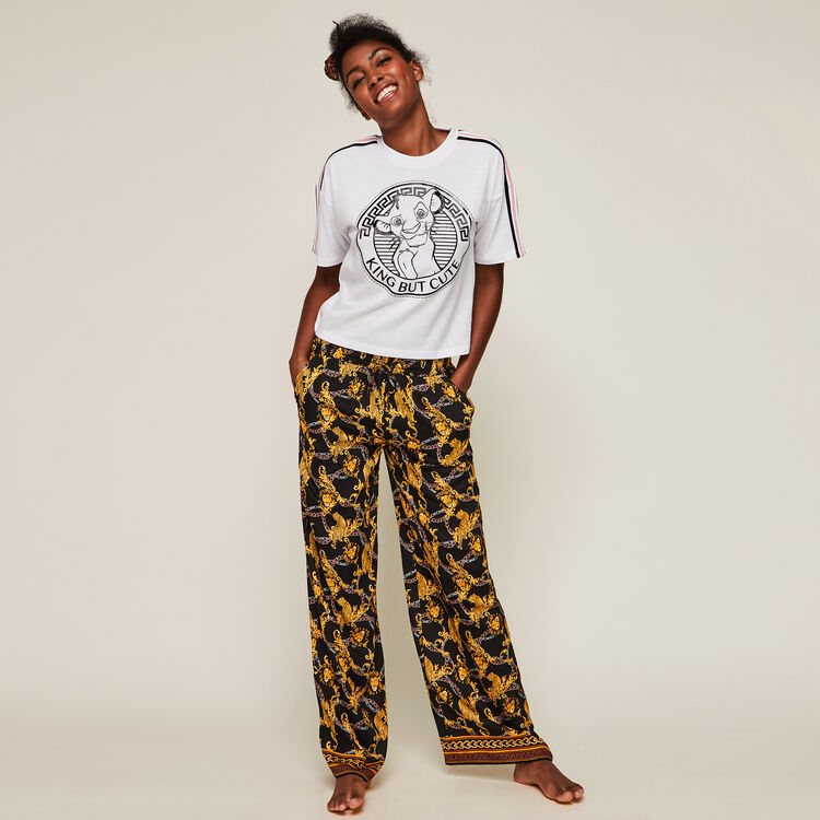 Pantalon en satin large print grequeeniz Pantalon en satin large print grequeeniz;