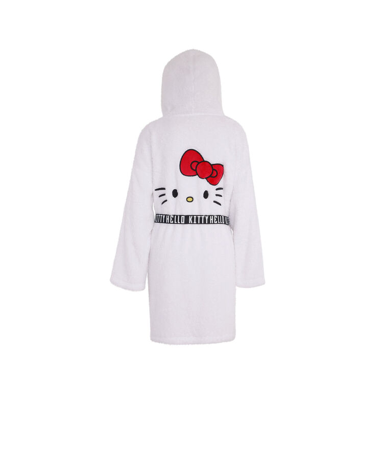 Peignoir polaire broderie hello kitty kittiniz blanc.