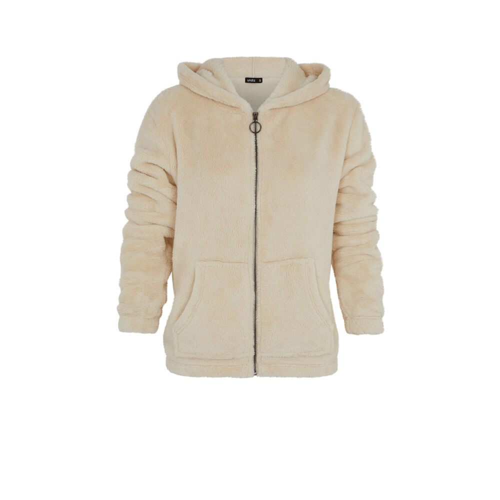 Sweat polaire zipp&eacute; - ecru ecru.