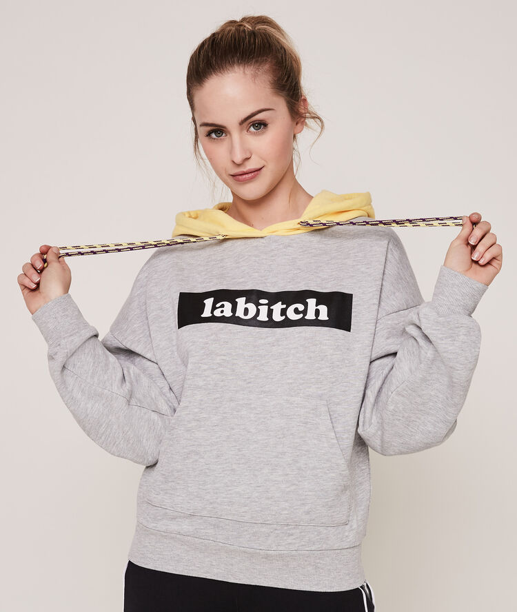 Sweat &agrave; capuche labitchiz gris.