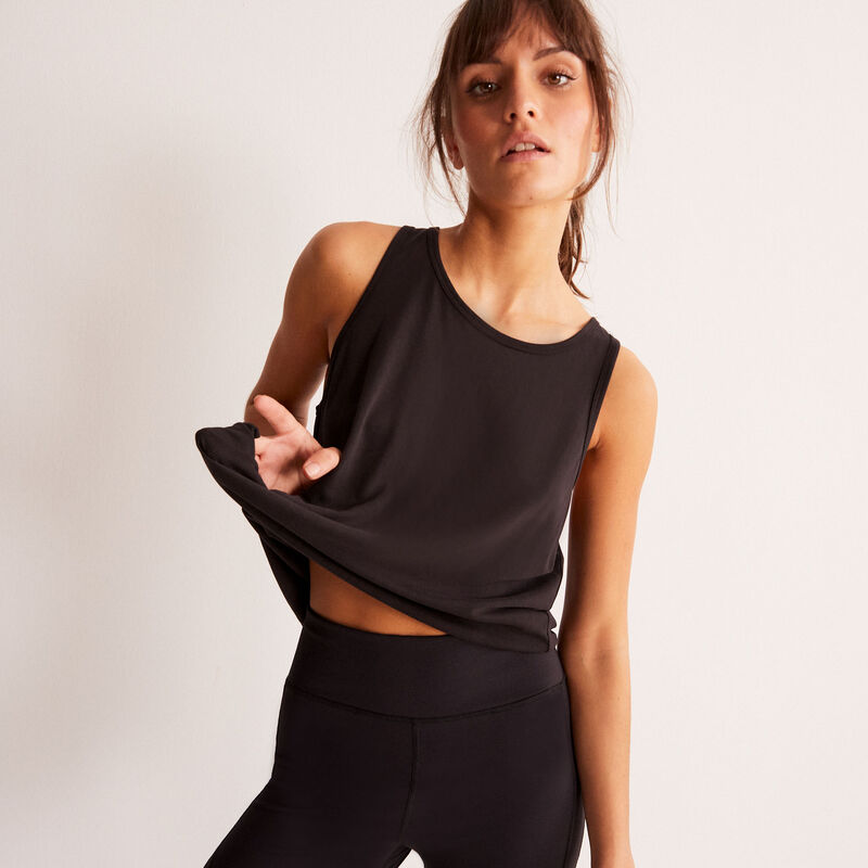 sporttop met open rug - zwart sporttop met open rug - zwart;