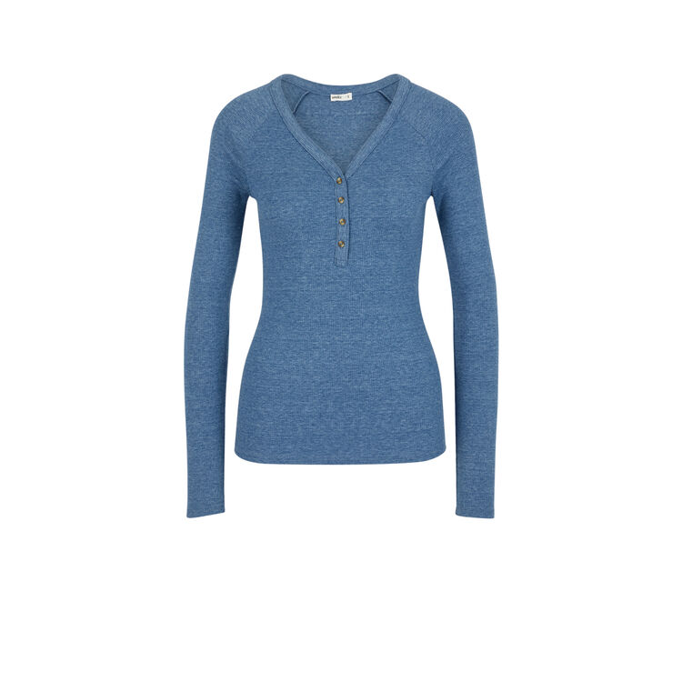 Top à manches longues cotelé uni minimimiz bleu gris.