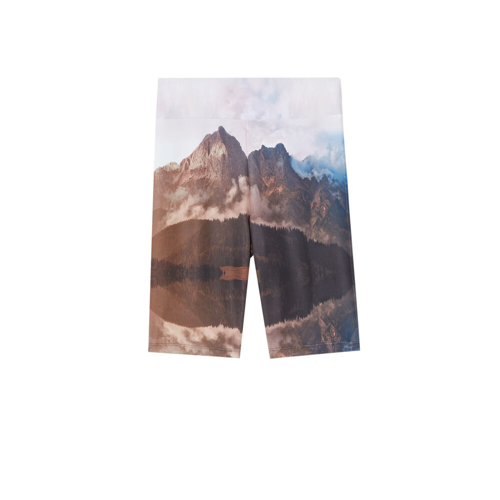 Sport fietsbroek met landscape print - roze roze.