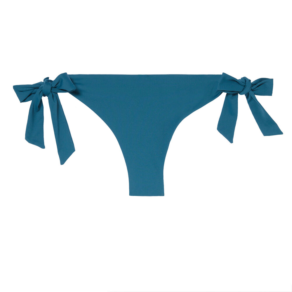 Bikinibroekje met strikdetails - eendenblauw blauw.
