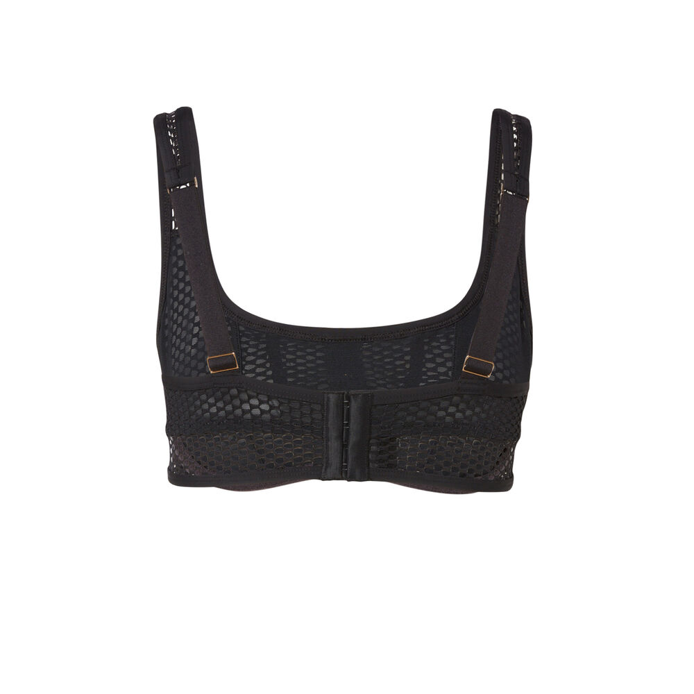 Opengewerkte kanten bustier met knoopjes - zwart zwart.