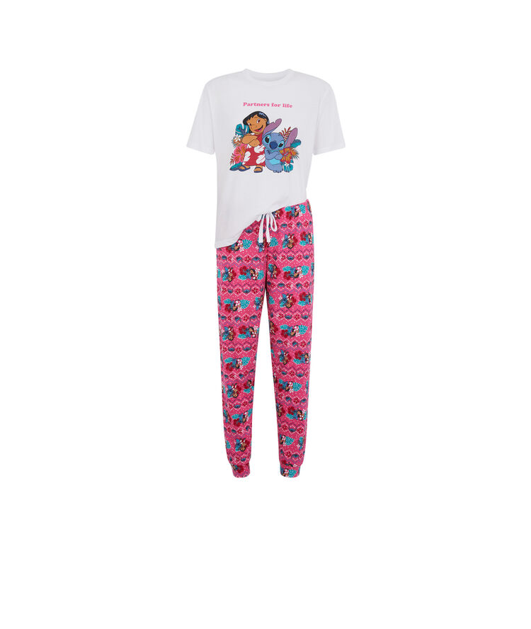 Set pyjama top + pantalon print stitch stitchiniz blanc.